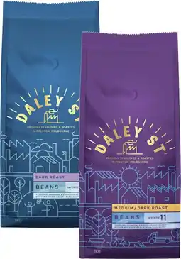 Coles Daley St Coffee Beans or Ground 1kg offer