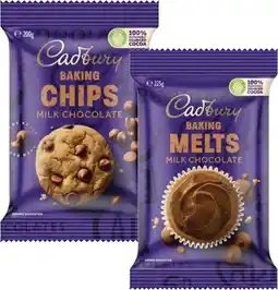 Coles Cadbury Baking Chocolate Blocks, Chips or Melts 180g-225g offer