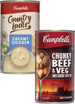 Coles Campbell's Country Ladle or Chunky Soup 495g-505g offer