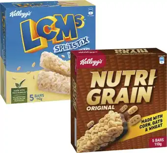 Coles Kellogg's Nutri Grain or LCMs Bars 5 Pack 100g-110g offer