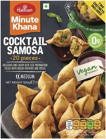 Coles Haldirams Cocktail Samosas 20 Pieces 500g offer