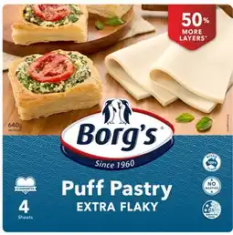 Coles Borgs Frozen Extra Flaky Puff Pastry 4 Sheets 640g offer