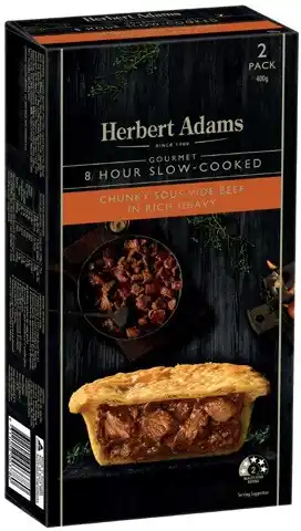 Coles Herbert Adams Slow Cooked Beef Pies 2 Pack 400g-420g offer