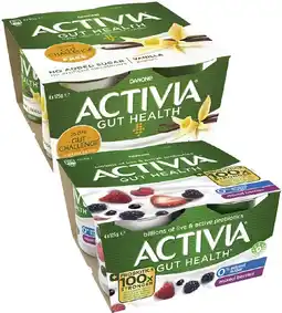 Coles Danone Activia No Added Sugar Yoghurt 4x125g offer