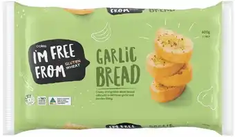 Coles Coles I'm Free From Garlic Bread 2 Pack 400g offer