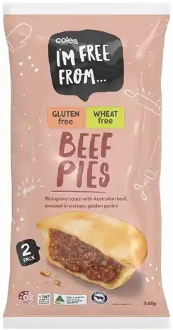 Coles Coles I'm Free From Beef Pies 2 Pack 340g offer