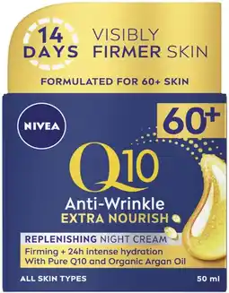 Coles Nivea Q10 Anti Wrinkle Extra Nourish Night Cream 50mL offer