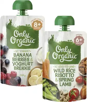 Coles Only Organic 4+ Months, 6+ Months or 8+ Months Baby Food Pouch 120g offer