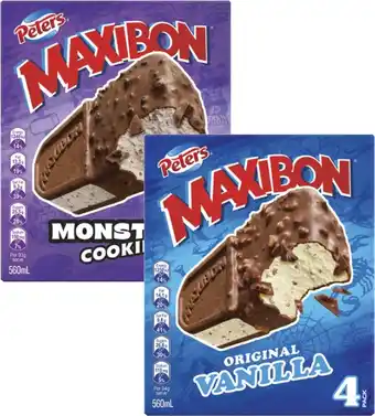 Coles Peters Maxibon 4 Pack 560mL offer