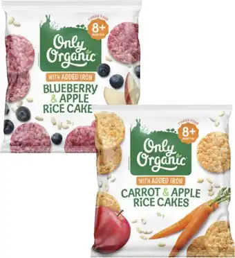 Coles Only Organic Blueberry & Apple or Carrot & Apple Rice Cakes 35g offer