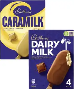 Coles Cadbury Dairy Milk Sticks 4 Pack-6 Pack 300mL-360mL offer