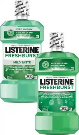 Coles Listerine Freshburst or Freshburst Zero Mouthwash 500mL offer