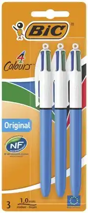 Coles Bic 4 Colour Pens 3 Pack offer