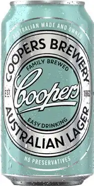 Coles Coopers Australian Lager Cans 24x375mL offer