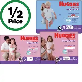 Woolworths Huggies Ultra Dry Nappy Pants Pk 24-36 offer