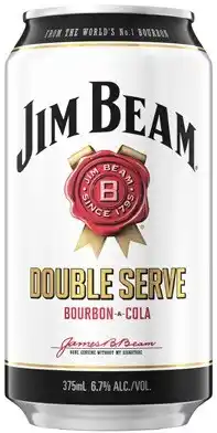 Coles Jim Beam White Double Serve 6.7% Cans 10x375mL offer