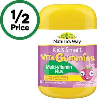 Woolworths Nature’s Way Kids Smart Vita Gummies Multivitamin Plus Pk 120 offer