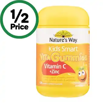 Woolworths Nature’s Way Kids Smart Vita Gummies Vitamin C + Zinc Pk 120 offer