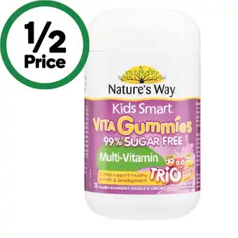 Woolworths Nature’s Way Kids Smart Vita Gummies 99% Sugar Free Multi-Vitamin Pk 75 offer