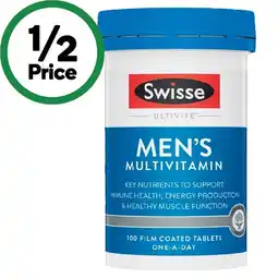 Woolworths Swisse Ultivite Men’s Multivitamin Tablets Pk 100 offer