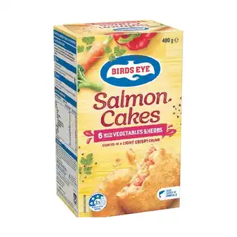 Woolworths Birds Eye Salmon Cakes with Vegetables & Herbs 480g Pk 6 – From the Freezer offer