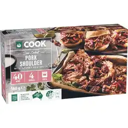 Woolworths Woolworths COOK Slow Cooked Pork Shoulder with Smokey BBQ Sauce 560g offer