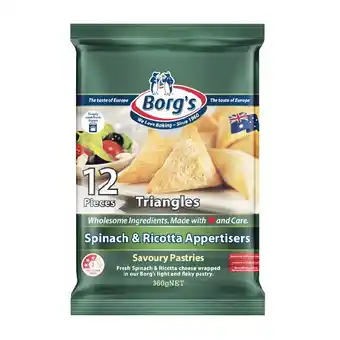 Woolworths Borg’s Spinach & Ricotta Triangles 360g offer