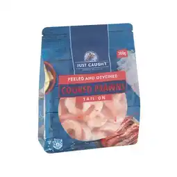 Woolworths Just Caught Cooked Prawns Tail on 300g – From the Seafood Freezer offer