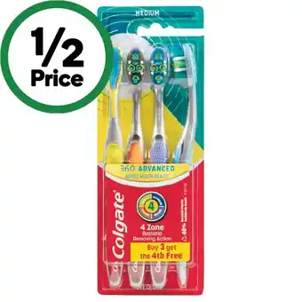 Woolworths Colgate Toothbrush 360 Advanced Medium Pk 4 offer