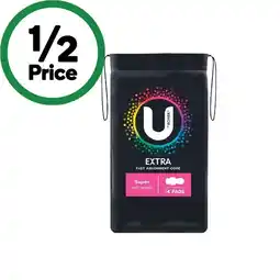 Woolworths U by Kotex Extra Pads Pk 8-14 offer