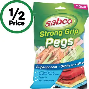 Woolworths Sabco Strong Grip Pegs Pk 50 offer