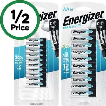 Woolworths Energizer Max Plus Batteries AA or AAA Pk 16 offer