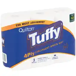 Woolworths Quilton Tuffy Paper Towel Pk 3 offer