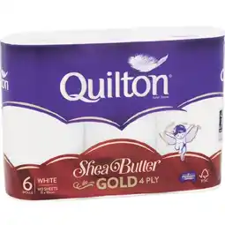 Woolworths Quilton Premium King Size, Coconut or Shea Butter Toilet Tissue Pk 6 offer