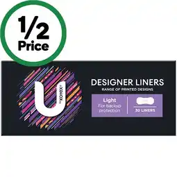 Woolworths U by Kotex Designer Series Liners Pk 30 offer