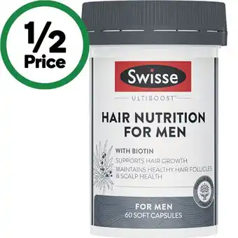 Woolworths Swisse Ultiboost Hair Nutrition For Men Capsules Pk 60 offer