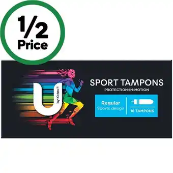 Woolworths U by Kotex Sport Tampons Pk 16 offer