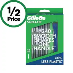 Woolworths Gillette Solo 3 Handle with 20 Blade Cartridges offer