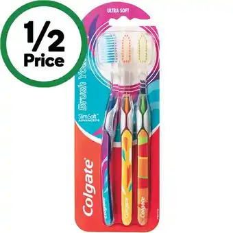 Woolworths Colgate Slim Soft Advanced Toothbrush Pk 3 offer