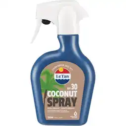 Woolworths Le Tan SPF30+ Coconut Spray 250ml offer