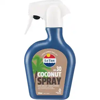 Woolworths Le Tan SPF30+ Coconut Spray 250ml offer