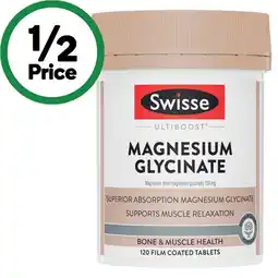 Woolworths Swisse Ultiboost Magnesium Glycinate Tablets Pk 120 offer