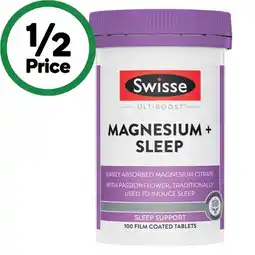 Woolworths Swisse Ultiboost Magnesium + Sleep Tablets Pk 100 offer