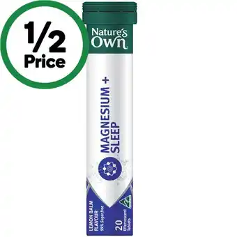 Woolworths Nature's Own Magnesium + Sleep Effervescent Tablets Pk 20 offer