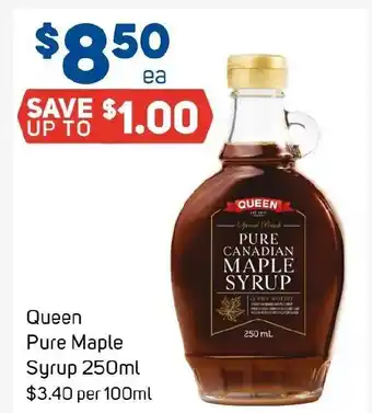 Foodland Queen Pure Maple Syrup offer