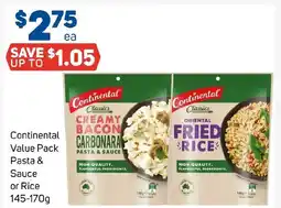 Foodland Continental Value Pack Pasta & Sauce or Rice 145-170g offer