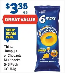 Foodland Thins, Jumpy's or Cheezels Multipacks offer