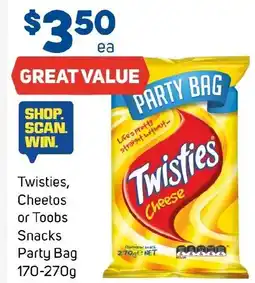 Foodland Twisties, Cheetos or Toobs Snacks Party Bag offer