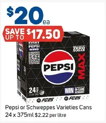 Foodland Pepsi or Schweppes Varieties Cans 24 x 375ml offer