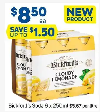 Foodland Bickford's Soda 6 x 250ml offer